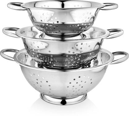 KARFE Karfe stainless Steel Colander, Strainer, 18/24/28 CM with Pudding and Handle Colander