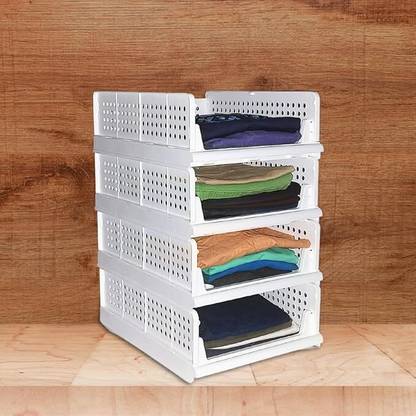 ASHLAS 4 Pieces Wardrobe Organizer for Storage/Polypropylene Foldable PP Collapsible Wardrobe