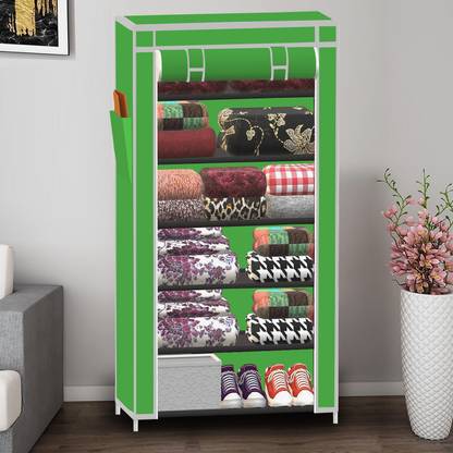 SB07 1 Door 6 Shelf Solid PP Collapsible Wardrobe