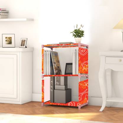Zooper Multipurpose Collapsible Bookshelf 3 Racks Book Stand Almirah for Home & Kids Metal Open Book Shelf