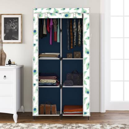 Maison & Cuisine P 2003-3 Cloth Rack Storage Organizer Shelves Printed Almirah PP Collapsible Wardrobe