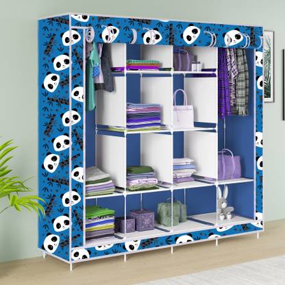 FurniGully 3 Fold 12 Rack Printed Carbon Steel Collapsible Wardrobe