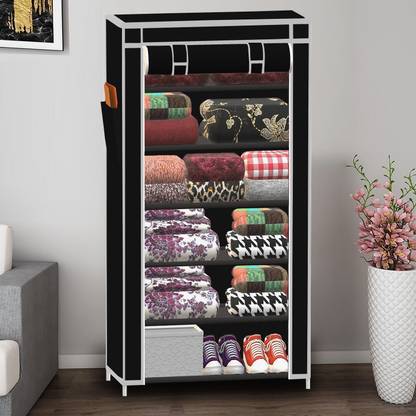 SB07 1 Door 6 Shelf Solid PP Collapsible Wardrobe