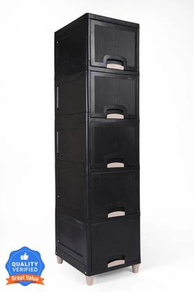 ASHLAS 5 Chest of Drawers : Versatile Drawer Storage Organizer & Organisers Storage Box PP Collapsible Wardrobe  (Finish Color - 5 black, DIY(Do-It-Yourself))