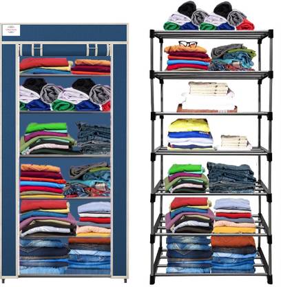 CMerchants Blue-Metal-6 Layer Carbon Steel Collapsible Wardrobe
