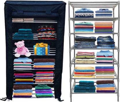 GlowSilk Carbon Steel Collapsible Carbon Steel Collapsible Wardrobe  (Finish Color - Black, DIY(Do-It-Yourself))