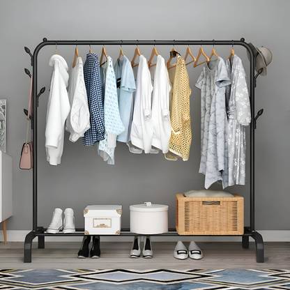 TLK-HWB Metal Multi functional Heavy-Duty Garment Stand Cloth Rack Freestanding Storage Carbon Steel Collapsible Wardrobe
