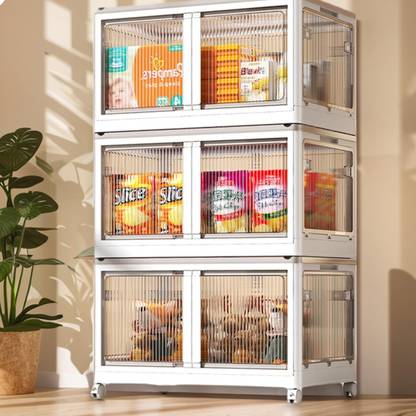 MEVIGO 6-Door 3-Shelf Plastic kids Collapsible Cupboard PC Collapsible Wardrobe