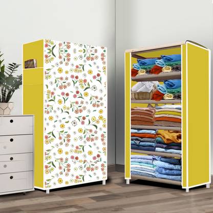 Home Reserve 5 Layer Warm Flower Print PP Collapsible Wardrobe
