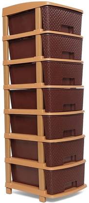 ASHLAS 7 Plastic Modular Drawer System for Home, Office, Hospital PP Collapsible Wardrobe