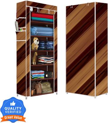 Flipkart Perfect Homes Studio 1 Door 6 Shelf Wall Panel Print Carbon Steel Collapsible Wardrobe