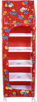 Seshekhu 1 Door 6 Shelf Fabric Plastic PVC Collapsible Wardrobe