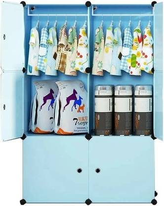 LUHI 6-Door 6-Shelf Plastic almirah for kids, almirah of clothes ,cupboard PC Collapsible Wardrobe