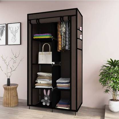MS MODSTYLE Portable Almirah Foldable closet for Clothes 6 Shelves , 1 Side Pocket (7800-1) PP Collapsible Wardrobe