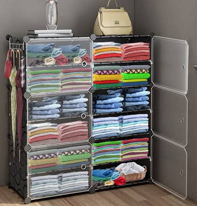 Sasimo 6-Door 12-Shelf Plastic Collapsible Cupboard PC Collapsible Wardrobe