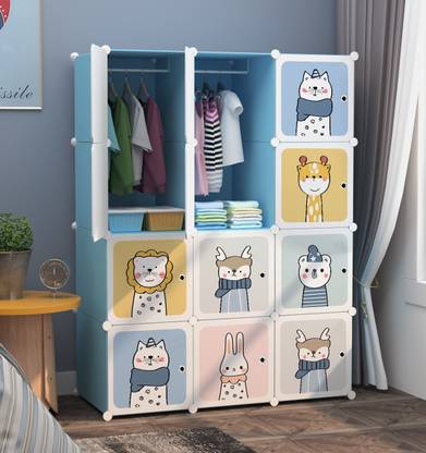 SNKR ESSENTIALS 12-Shelf 12-Door Storage Organizer Modular Multi Purpose Shelves for Kid/Adult PC Collapsible Wardrobe