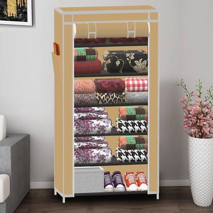 SB07 1 Door 6 Shelf Solid PP Collapsible Wardrobe