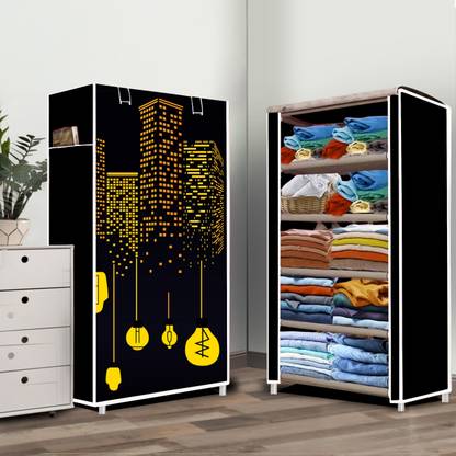 Prizam 5 Layer Premium Building Print PP Collapsible Wardrobe