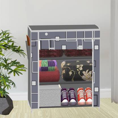 SB07 1 Door 3 Shelf PP Collapsible Wardrobe