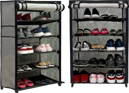 ROBMOB Grey Joker Print Generation 1 Fun Stack 5-Layer Shoe Rack Metal Collapsible Shoe Stand