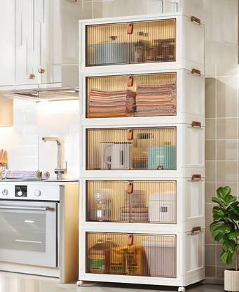 Sasimo 5-Door 5-Shelf Plastic foldable Cupboard PC Collapsible Wardrobe