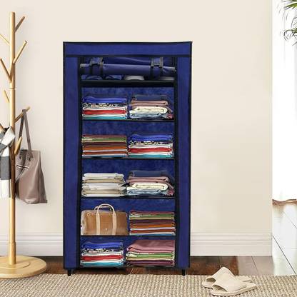 BHIMADA 6 Layer Wardrobe Compact Design Metal Storage Stand PVC Collapsible Wardrobe