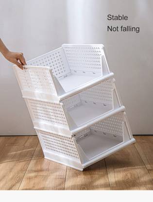 VERAT Closet Organizers Storage Box, Stackable Storage Bins PP Collapsible Wardrobe