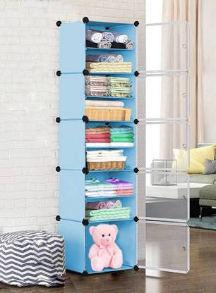 KROOH Plastic Cloth Almari Wardrobe 5-Door 10-Shelf Plastic Collapsible Wardrobe PP Collapsible Wardrobe