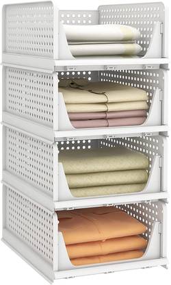 MTR 4 Pieces Clothes Organizer For Wardrobe Cupboard Organizer For Clothes Foldable Storage Box