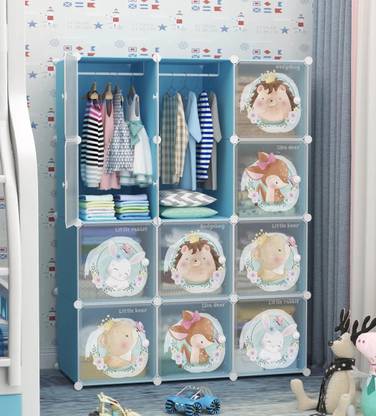 LUHI 12-Door 12-Shelf Plastic almirah for kids, almirah of clothes ,cupboard PC Collapsible Wardrobe