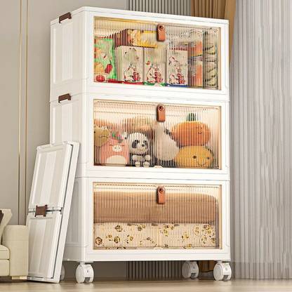 Sasimo 3-Door 3-Shelf Plastic foldable Cupboard PC Collapsible Wardrobe