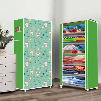 Ryuga 6 Shelf Cartoon Rabbit Printed PP Collapsible Wardrobe