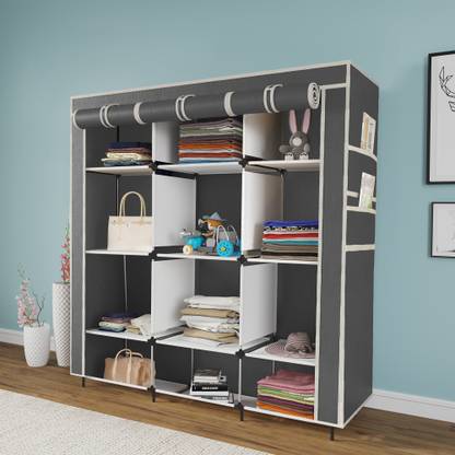 GTC W 88150 Cloth Rack Storage Organizer Shelves Almirah PP Collapsible Wardrobe
