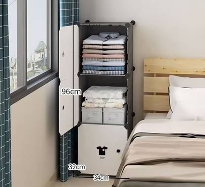 Sasimo 3-Door 3-Shelf Plastic kids Collapsible Cupboard PC Collapsible Wardrobe