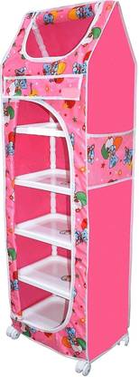 STROMMI Multipurpose Baby Wardrobe with 6 Shelves - Foldable Design PP Collapsible Wardrobe