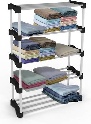 TNT Cady Premium Multipurpose Shoe/Chappal/Book/Clothes Rack (5 Shelves) PVC Collapsible Wardrobe