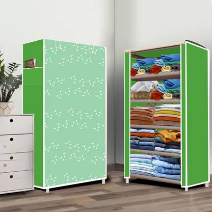 Flipkart Perfect Homes Studio 5 Layer White Bubble Print PP Collapsible Wardrobe
