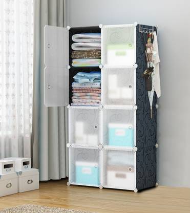 UTILLO 8 DOOR BLACK (T) PP Collapsible Wardrobe