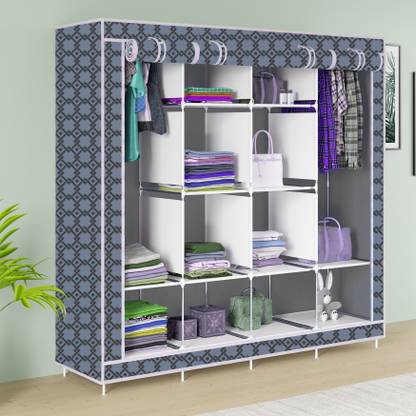 MEZIRE 3 door 12 Rack Print PP Collapsible Wardrobe