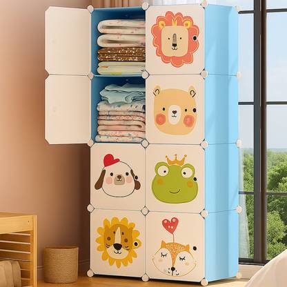 Sasimo 8-Door 8-Shelf Plastic kids Collapsible Cupboard PC Collapsible Wardrobe