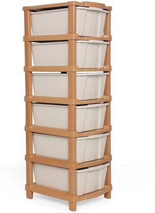 ASHLAS 6 Plastic Modular Drawer System for Home, Office Free Standing Chest of Drawers PP Collapsible Wardrobe
