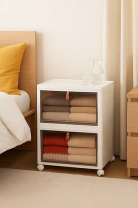 Evrum 2-Shelf Plastic Collapsible Cupboard PC Collapsible Wardrobe