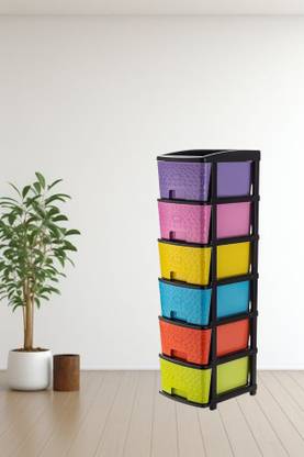 MAHADEV ENTERPRISE Fruits/Vegetables Kitchen Rack Plastic 6 xl Plasticc Multipurpose Storage Modular Drawer