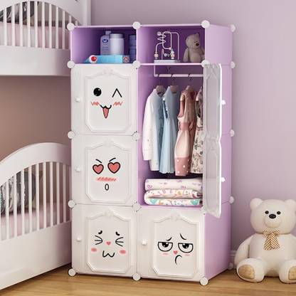 ZIVETY 6-Door 8-Shelf Plastic almirah for kids, almirah of clothes ,cupboard clothes PP Collapsible Wardrobe