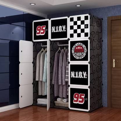 Kybero 12-Door 8-Shelf Plastic Collapsible almari PC Collapsible Wardrobe