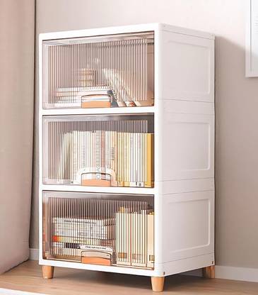 MEVIGO 3-Door 3-Shelf Plastic Collapsible Cupboard PC Collapsible Wardrobe