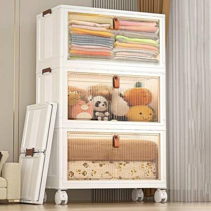 Sasimo 3-Door 3-Shelf Plastic foldable Cupboard PC Collapsible Wardrobe