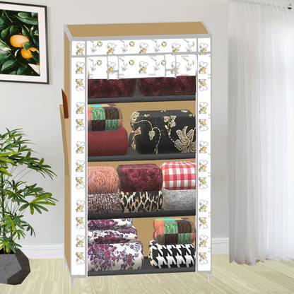 SB07 4 Shelf Digital Printed PP Collapsible Wardrobe