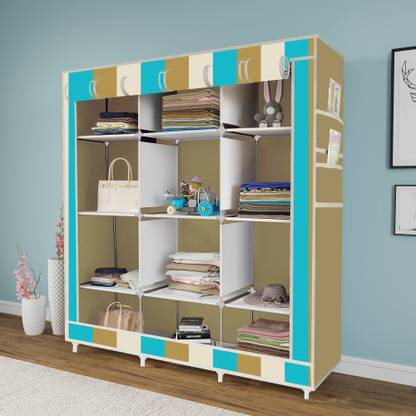 SB07 3 Door 12 Layer Digital Print Carbon Steel Collapsible Wardrobe