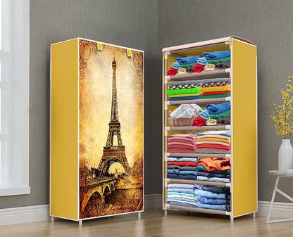 YOZO 1 Door 6 Shelf Fabric Carbon Steel PP Collapsible Wardrobe